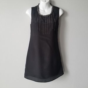 Black mini dress w necklace accent